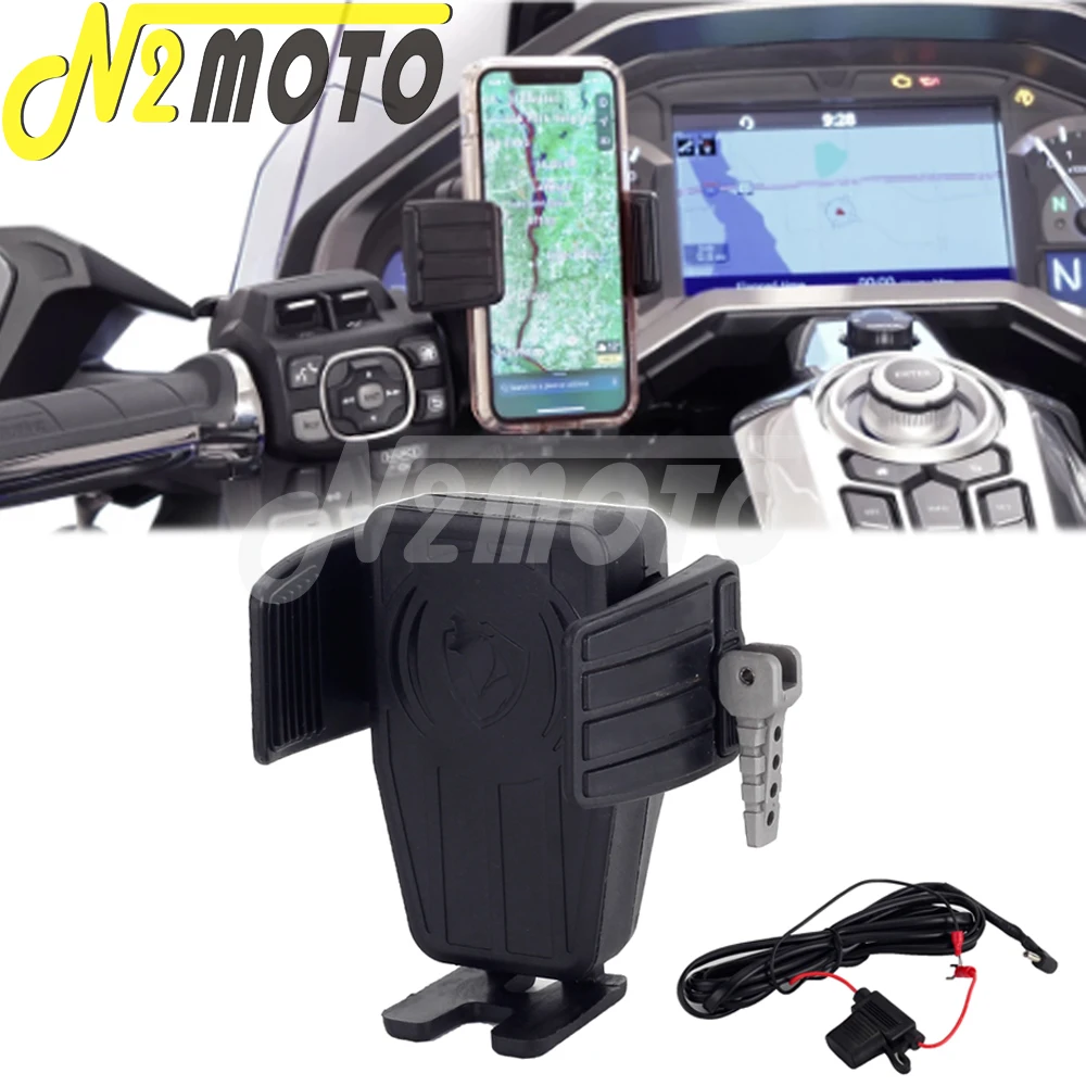 Motorcycle Wireless Charging Mobile Holder Cellphone Support Mount Stand For Honda Gold Wing 1800 GL1800 F6B Tour DCT 2018-2021