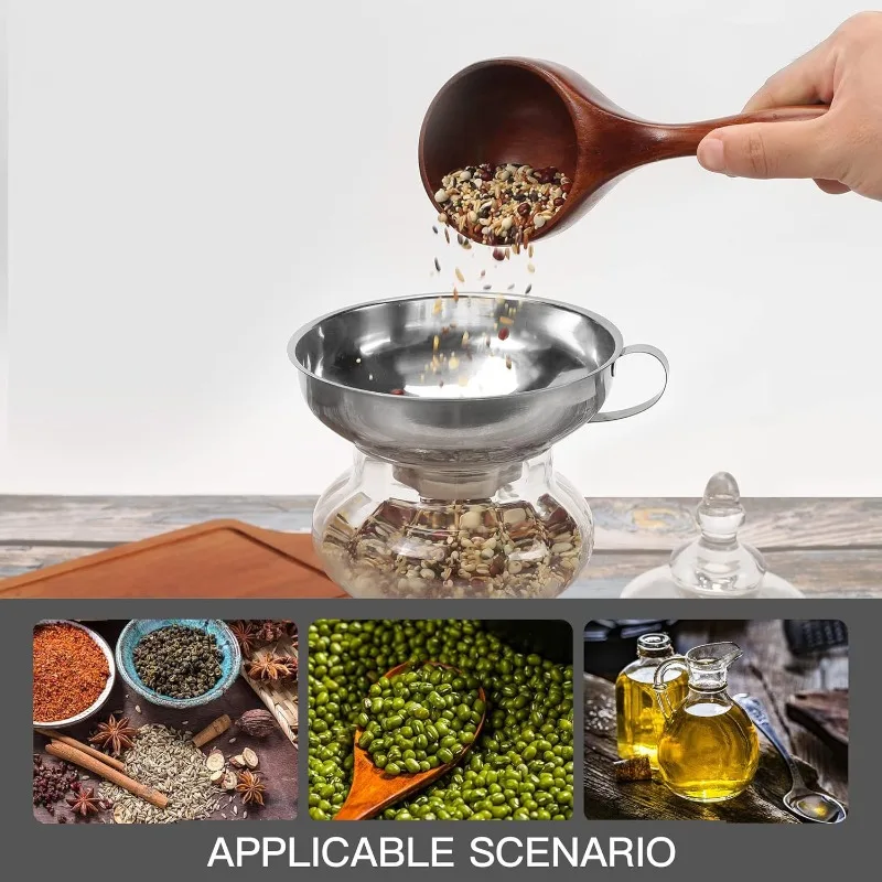 Stainless Steel Wide Mouth Canning Funnel for Salad Dressing Liquid Oil Filter Kitchen Tools Gadgets