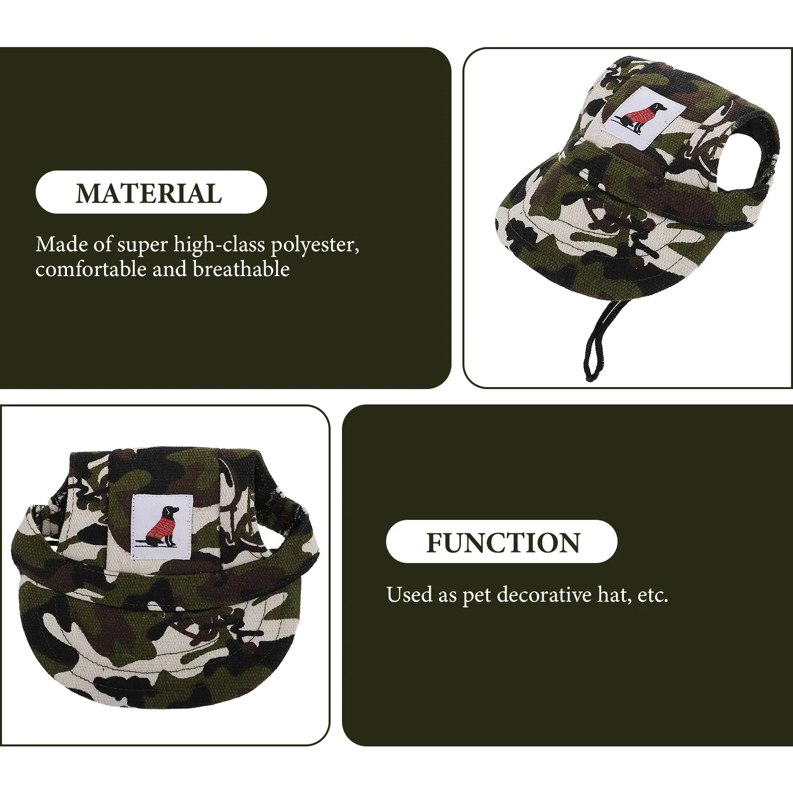

Pet Dog Adjustable Baseball Cap Breathable Polyester Summer Sports Pet Hat Cute Sport Hat for Small Medium Dogs with Ear Holes