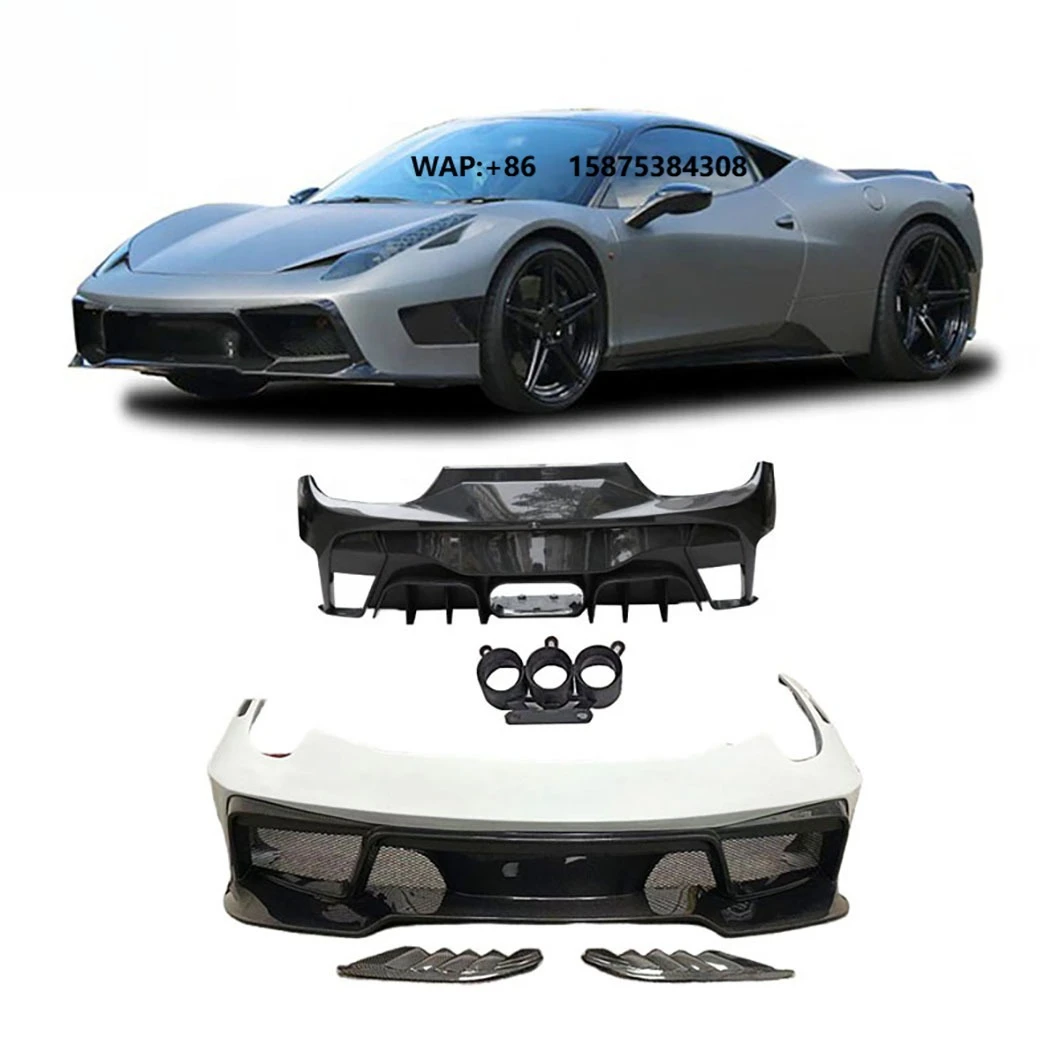 High Quality Dry Carbon Fiber Lightweight Front Bumper Rear Bumper Diffuser Direct Install for  458  V Style Body Kit