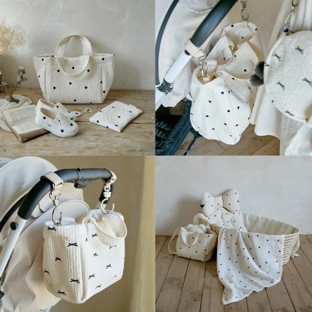 Sac fourre-tout en coton portable, sac remorque, lavable, grande capacité, chambre simple, sac maman, poussette de bébé, coréen, ins out