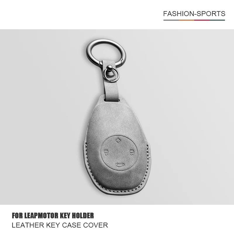 

4 Button Car Smart Remote Key Case Cover Protector Shell Bag For Leapmotor T03 S01 C11 C01 Leather Keyring Keychain Accessories