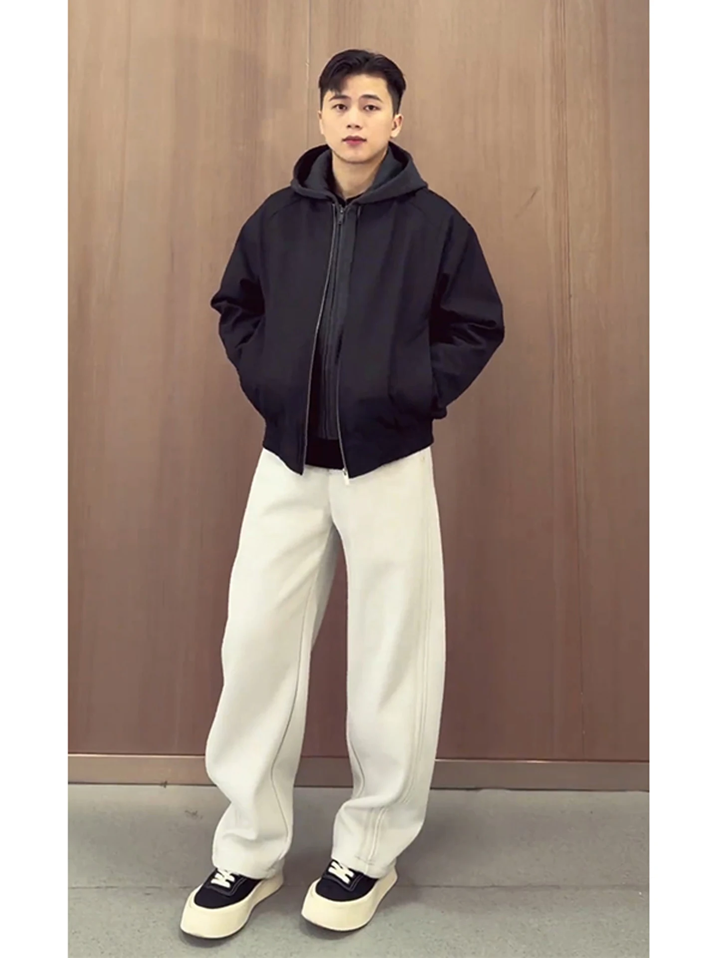 

Men's ort Thiened Fce Lined Hooded Cotton Jaet Warm Winter Outerwear American Sle Casual Wear Stand Fit Zipper ...