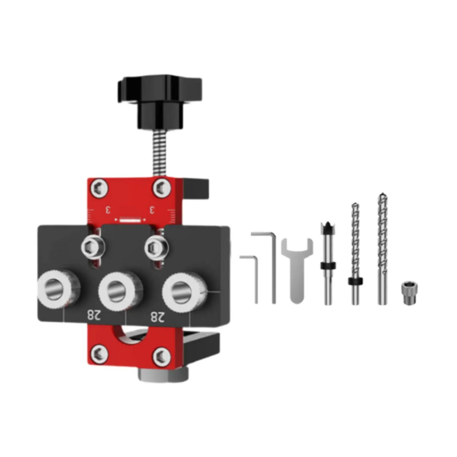 3 in 1 Dowel Jig Drill Kit Punch Locator with 8/10/15mm Bits Easily Install Board Thickness 14-52mm Drill Guides Locator