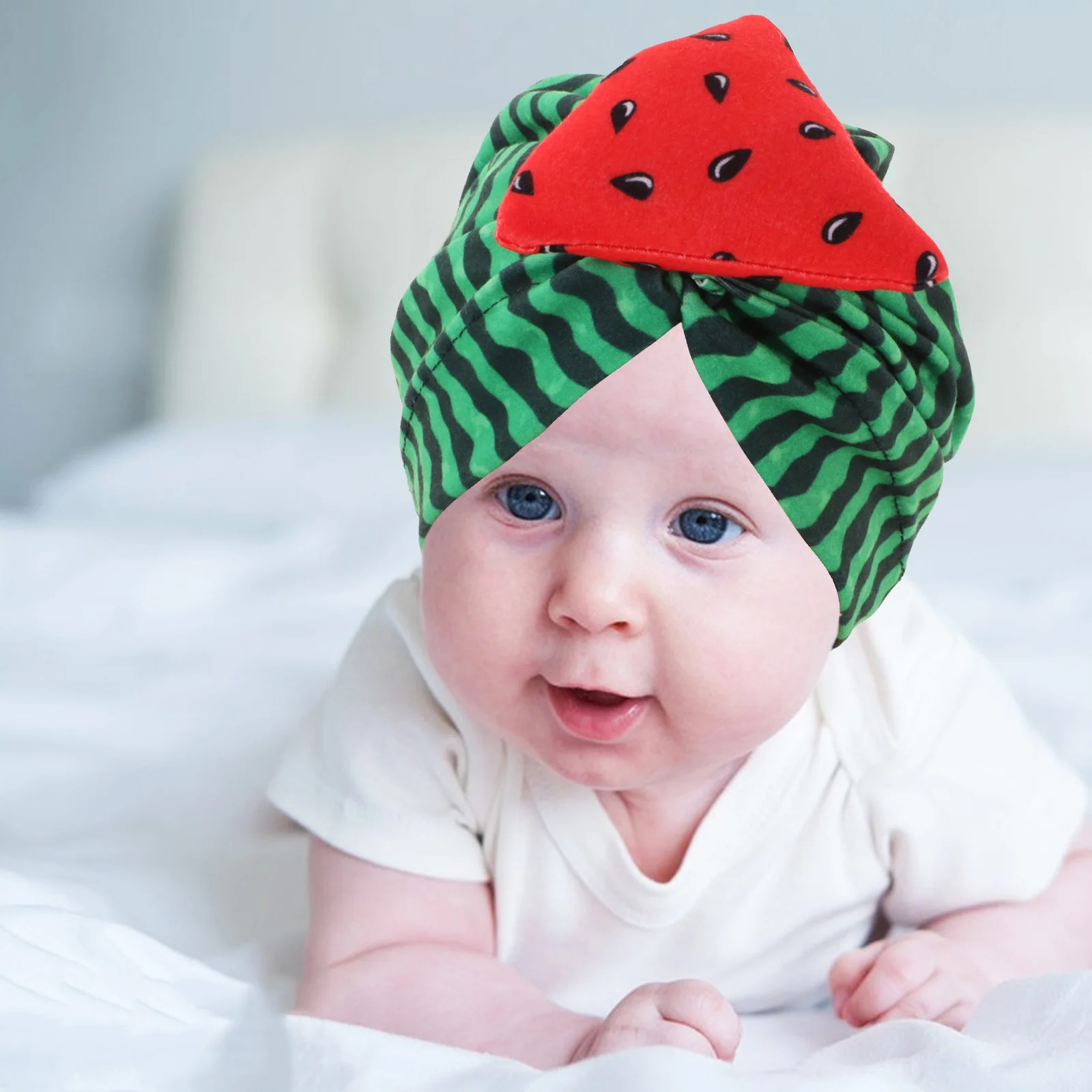 신생아 수박 패턴 아기 터번 모자 가볍고 부드러운 통기성 유아 비니 남아 여아 아기 모자