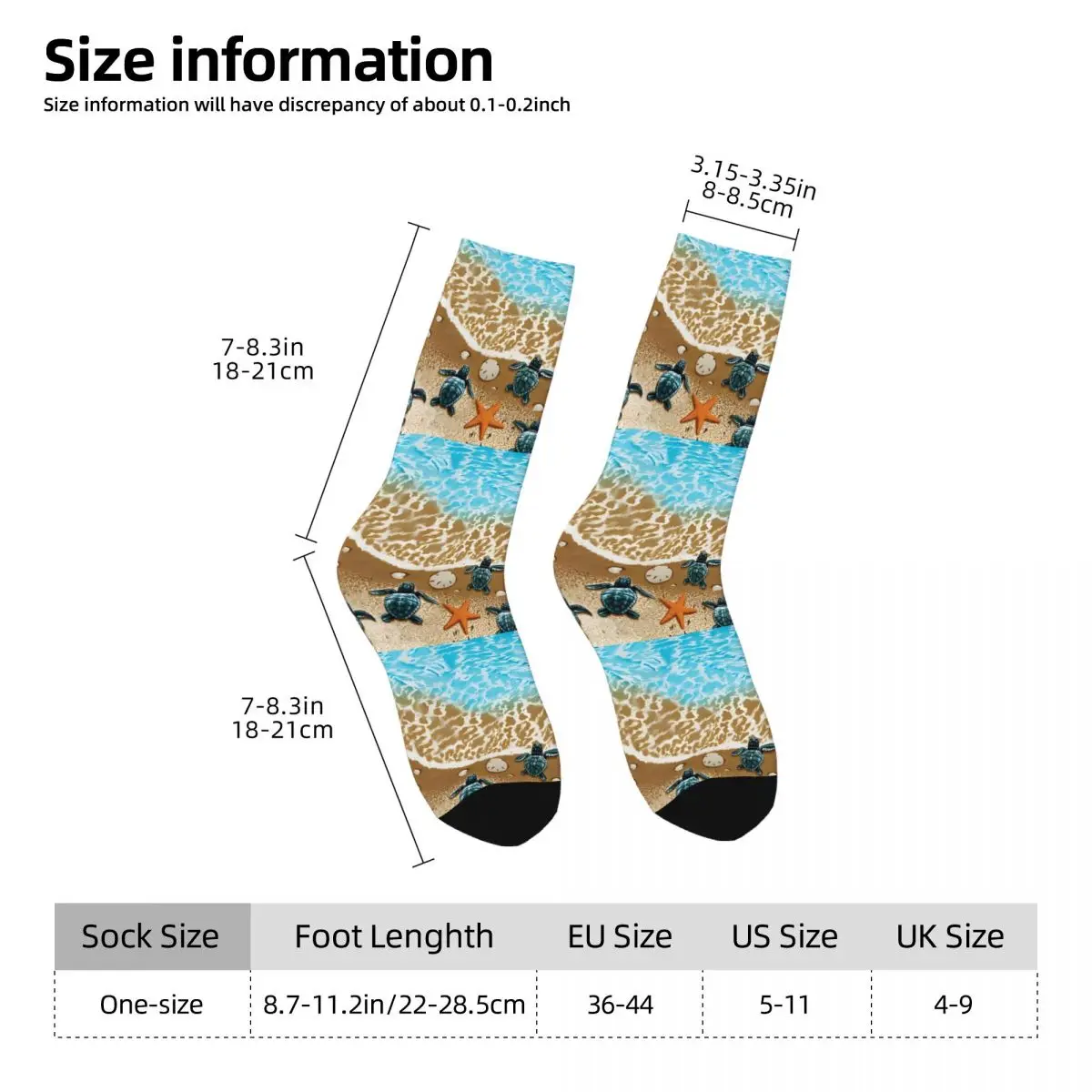 Turtles Beach Life Bath Mat Socks Hiking 3D Print Boy Mid-calf Sock