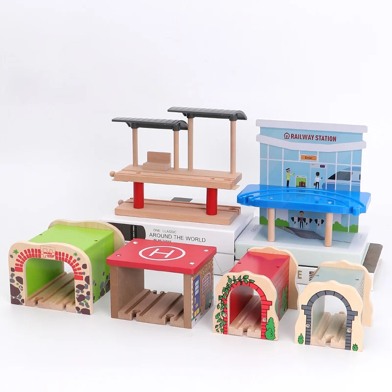 Wooden Track Train Expansion Peripheral Accessories Cave Tunnel Series Scenes Suitable For Brand Track Educational Toys For Boys