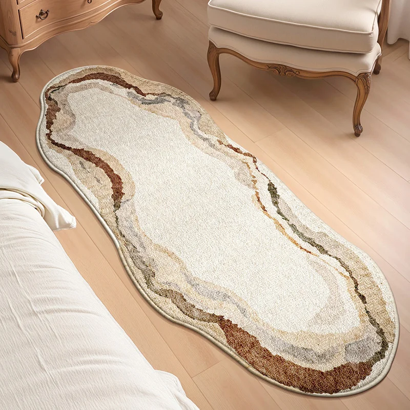 VIKAMA Irregular Wave Edge Carpet Soft Non Slip Bedside Carpet Abstract Water Ripple Floor Mat Living Room Home Decoration