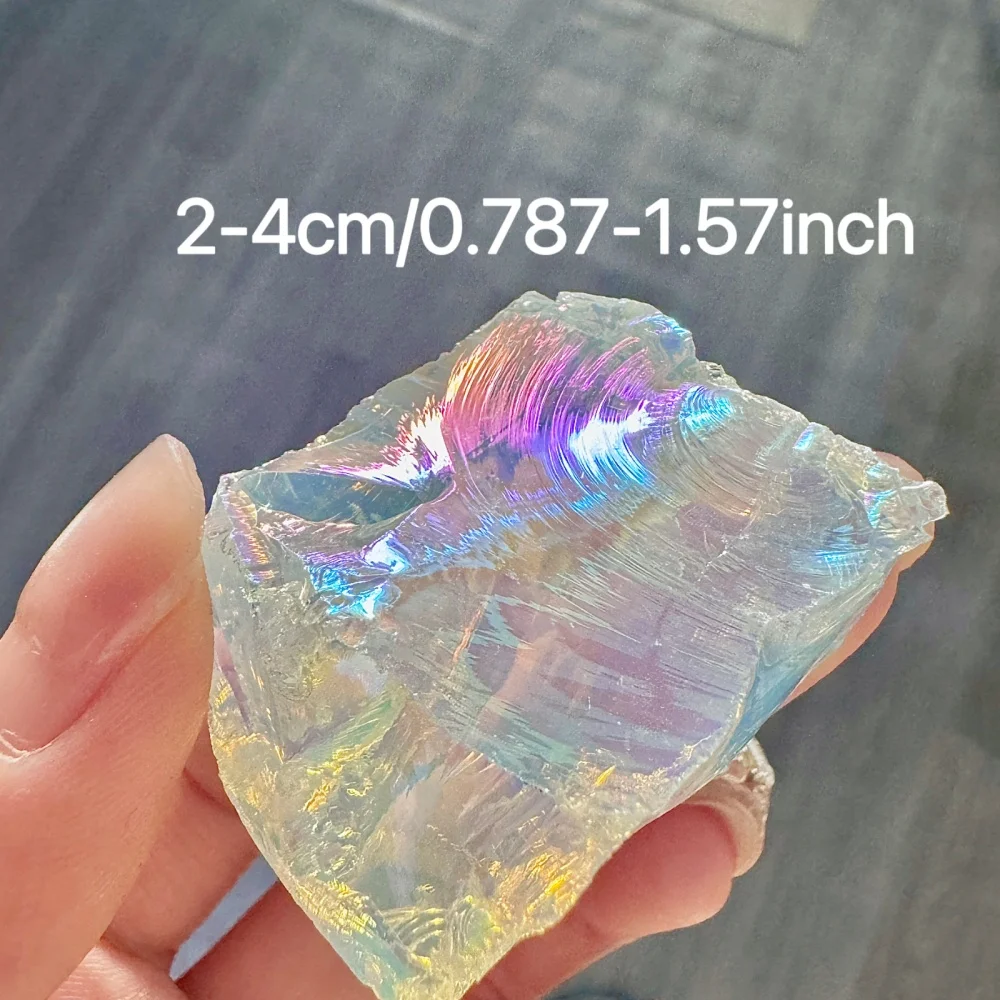 Aura Opalite Crystal Electroplated Glitter Raw Stone Mineral Specimen Gemstone Home Room Decoration Reiki Healing Gift