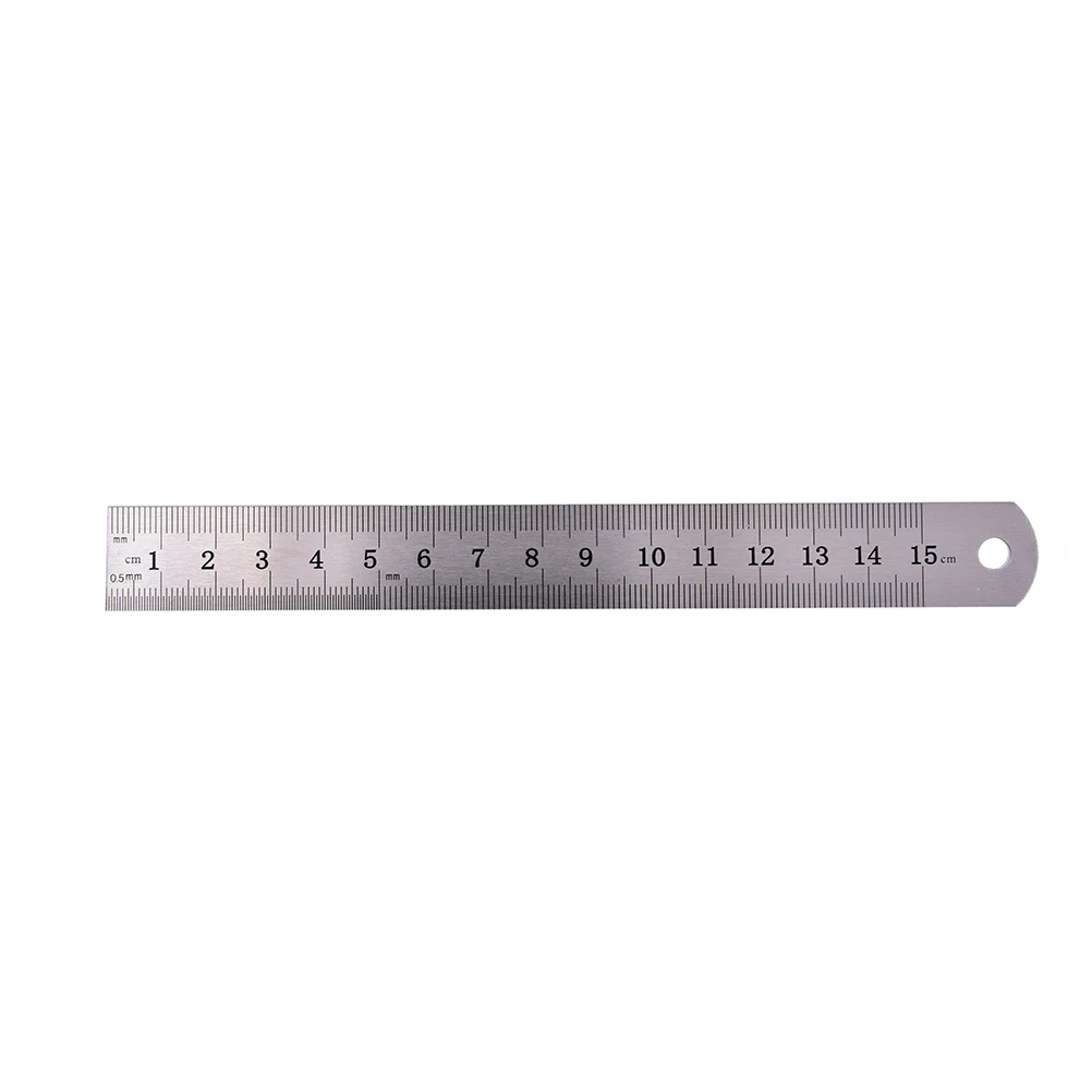 Simple Ruler 15cm Steel Ruler Office Stationery Metric Rule Precision Metal