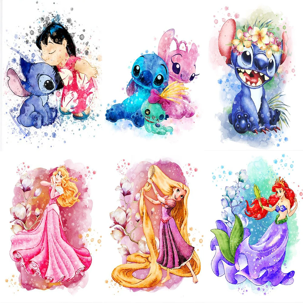 

Disney Cartoon Princess 5D Diamond Painting Lilo and Stitch Full Round Mosaic Diamond Embroidery Rhinestone Pictures Home Decor