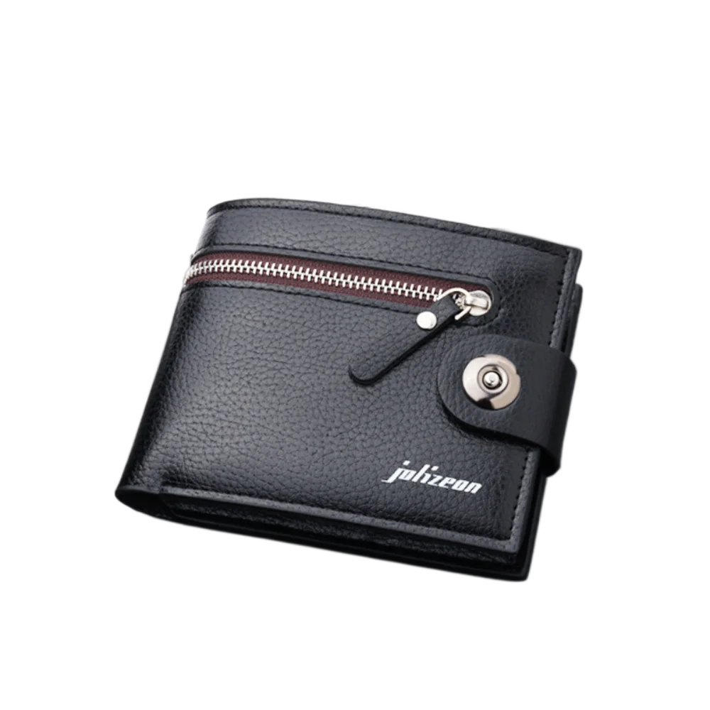 

Contracted Leather 2 Fold Purse Magnetic Buckle Multi-position Men's Zipper Wallet Retro Soft Men's Hand Bag Simple