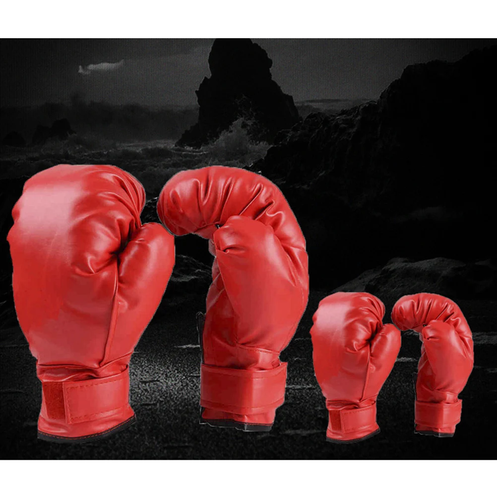 

1 Pair Kids Boxing Gloves Orange PVC Durable Adjustable Wrist Straps Breathable Martial Kickboxing Training Fight Practice