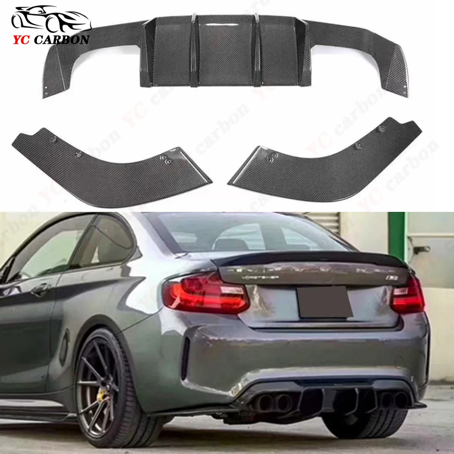 For BMW M2 F87 M2C 2014-2021 High quality V Style Carbon Fiber Rear Lip Diffuser Back Bumper Spoiler Diffuser Body Kit