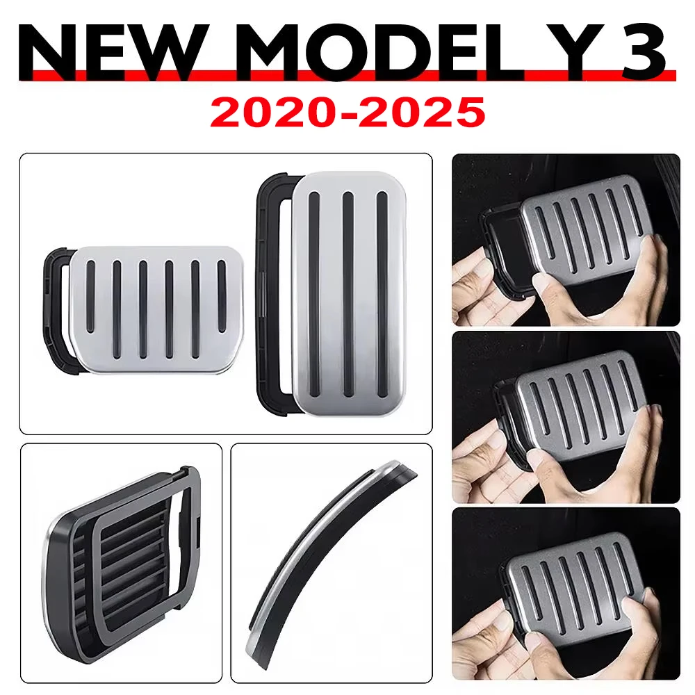For Tesla Model Y YL Juniper 2025 2026 Model 3 Highland Launch Upgrade Foot Rest Cover Brake Pedal Pads Accelerator Anti Slip