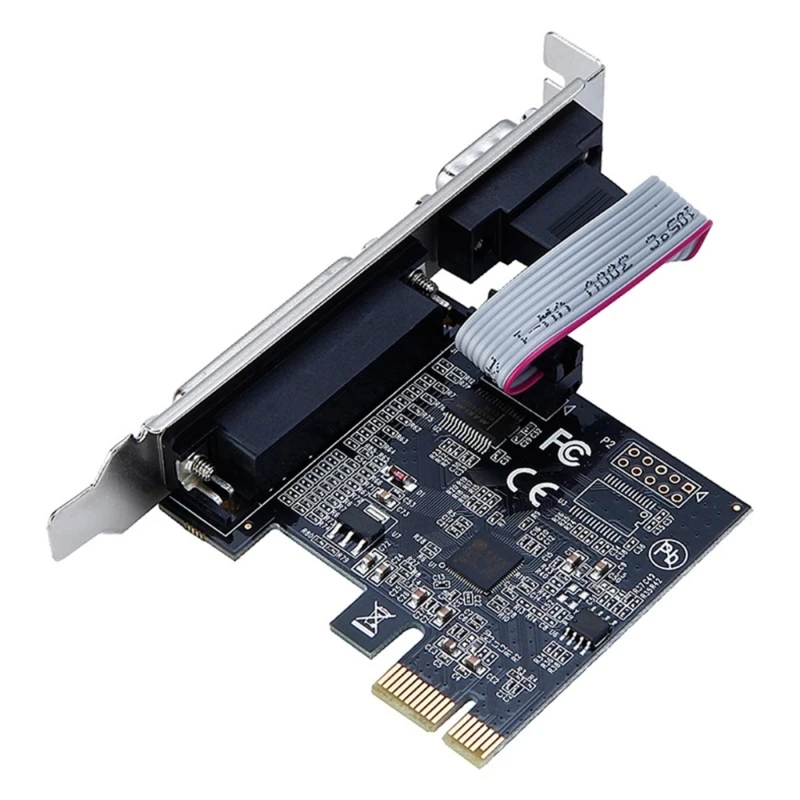 AX99100 Chip PCIE Riser Card RS232 Serial Port COM & DB25 Printer Parallel Port LPT To PCI Card