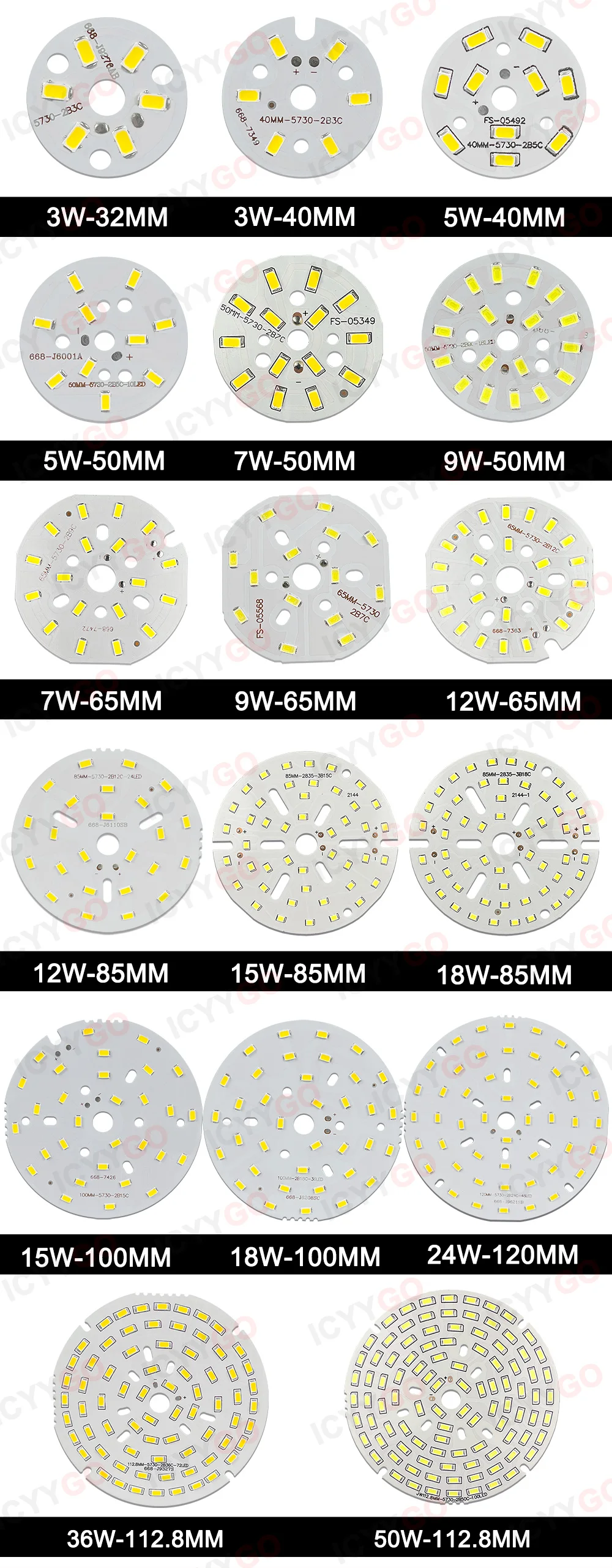 1PCS LED SMD 5730 3W 5W 7W 9W 12W 15W 18W Lamp Panel PCB High Brightness Lamp Board Suitable For DIY Light Source Modificatio