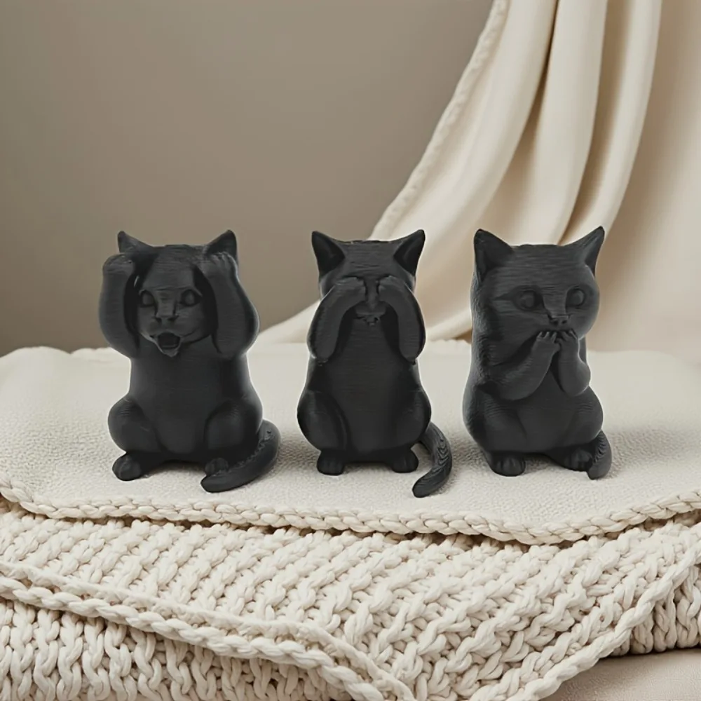 Super Cute Creative Simulation Three No Cats, No Evil Visible, If Not Obedient, Don't Speak 