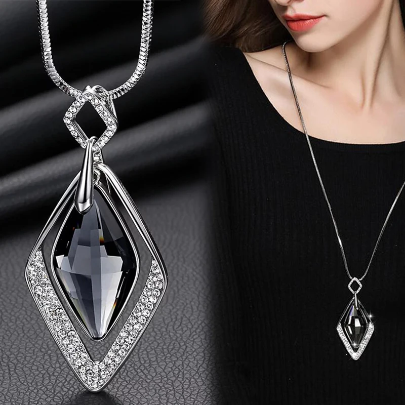 Meyfflin Long Necklaces & Pendants for Women Collier Femme Geometric Statement Colar Maxi Fashion Crystal Jewelry Bijoux 2024