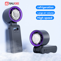 Foldable Handheld Turbo Fan Portable Neck Hang Fan Outdoor Handy Ice Fan with 199 Speeds USB Rechargeable Air Cooling Fan