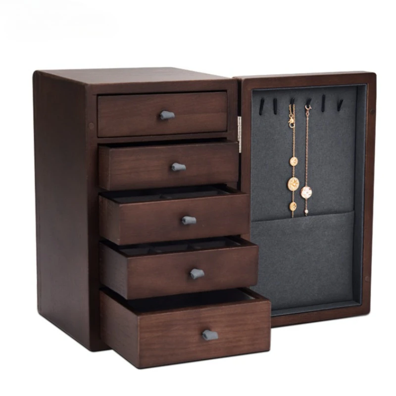 Wooden Jewelry Box Multi-layer Jewellery Organizer Boxes Ring Necklace Bracelet Storage Box Luxury Holiday Gifts Display Case