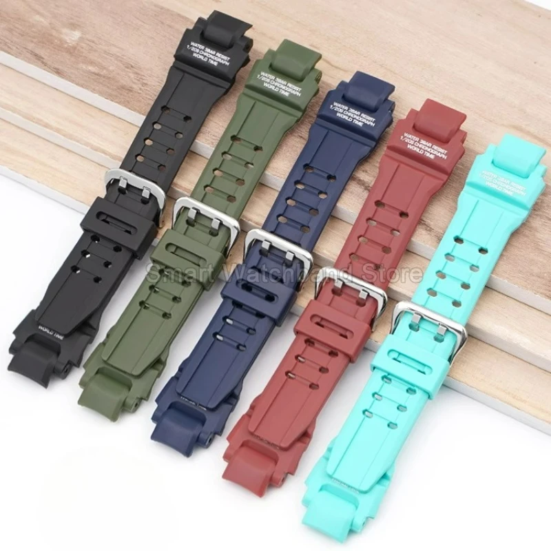 カシオ GRAVITY MASTER GA-1000/1100 GW-A1000/A1100/4000 凸面インターフェース樹脂時計ストラップブラックダークレッド耐摩耗性バンド