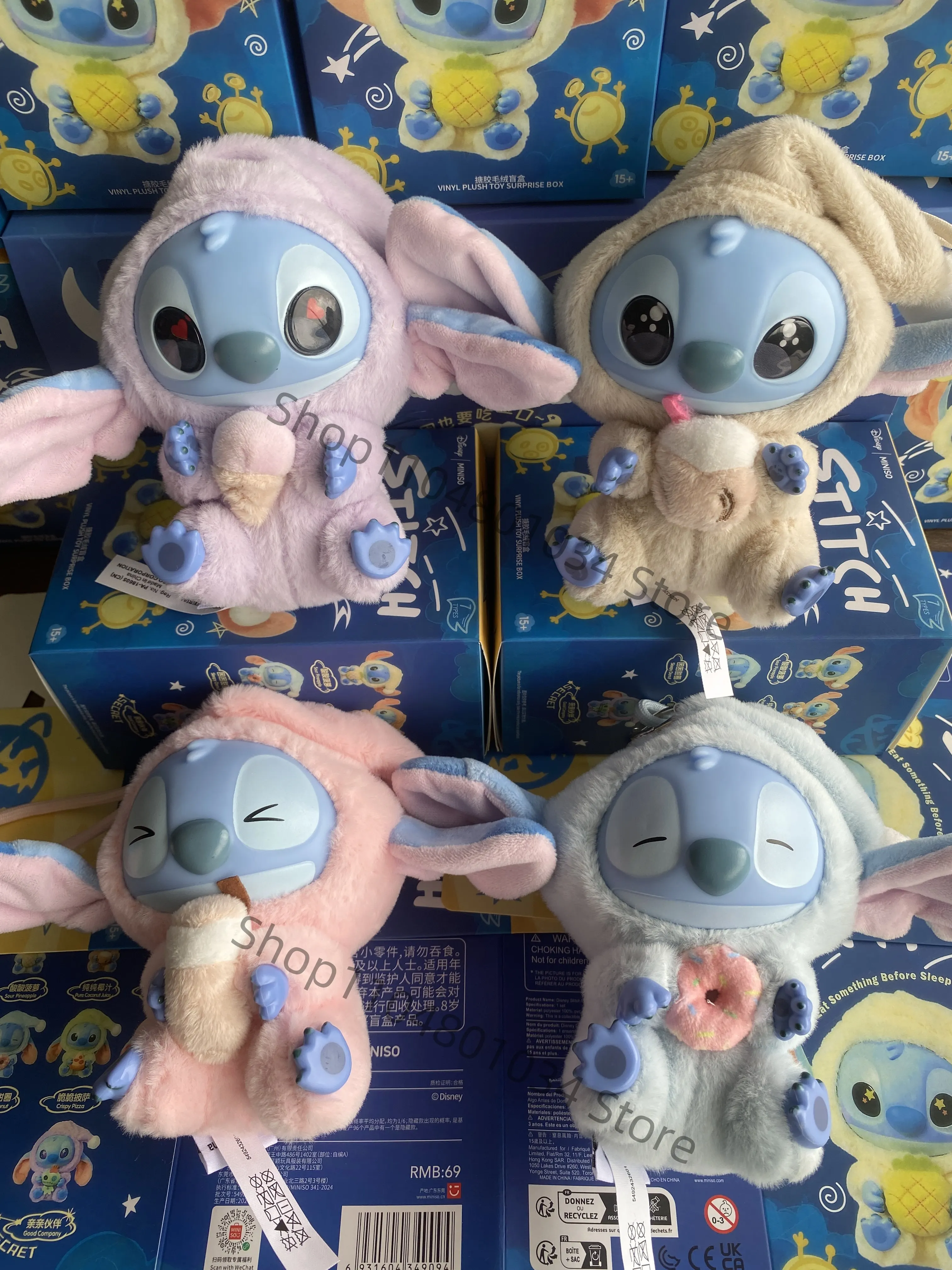 

15CM New Stitch Eat Something Before Sleep Series Blind Box Plush Dolls Pendant Cute Doll Ornament Mystery Box Surprise Toy Gift