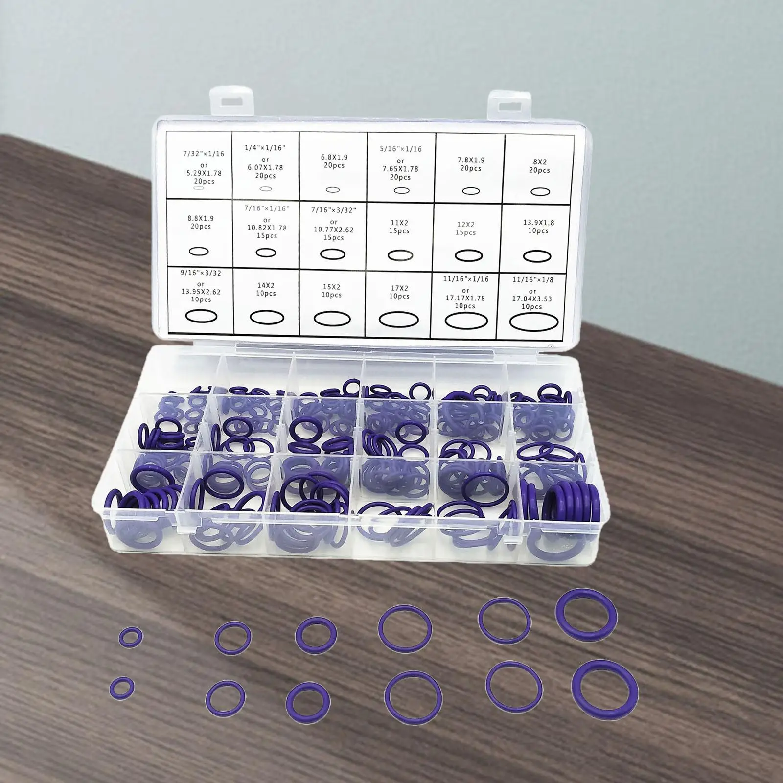 270-pack Purple Rubber Seal O-Ring Washer Assortment Set Abrasion Resistant