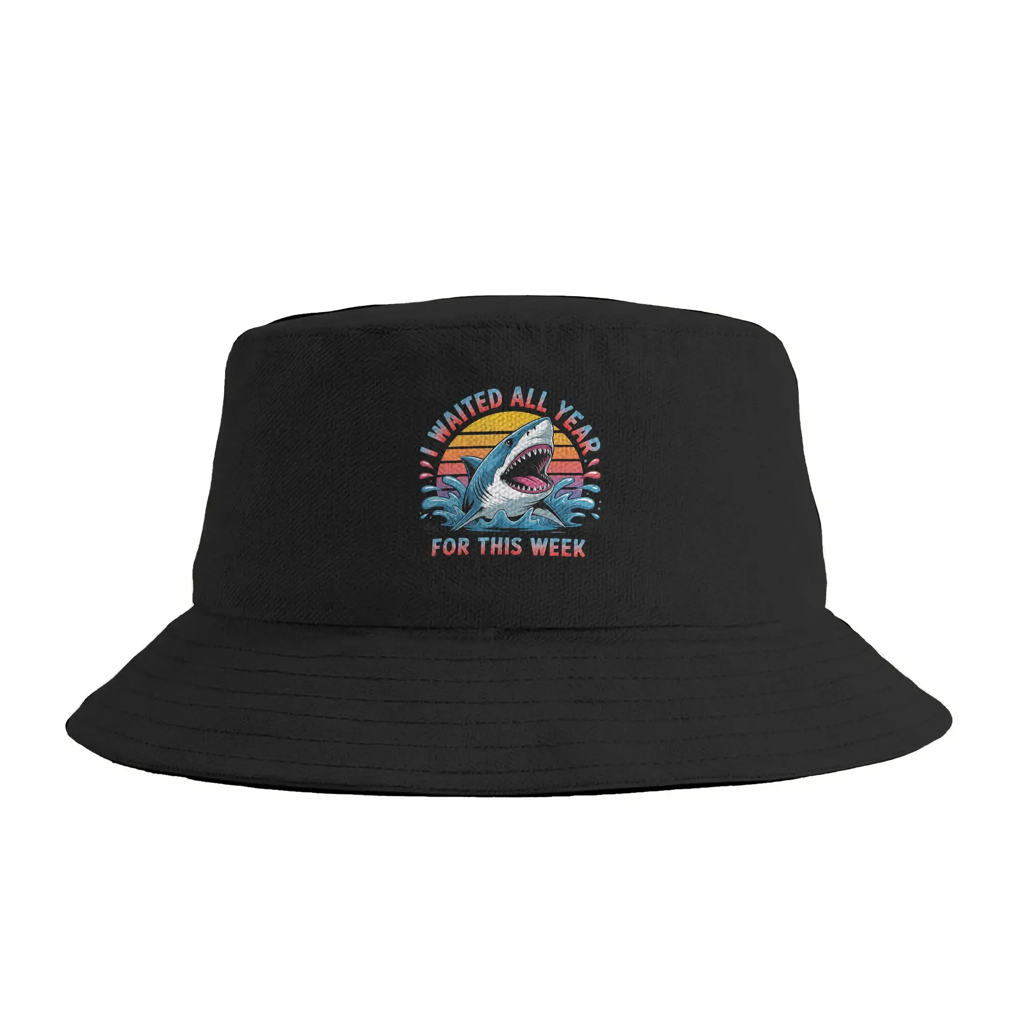 I Waited All Year for This Week Shark Lover Ocean Wildlife Bucket Hat For Women  Fisherman Hats Fashion Fishing Caps Sun Hats