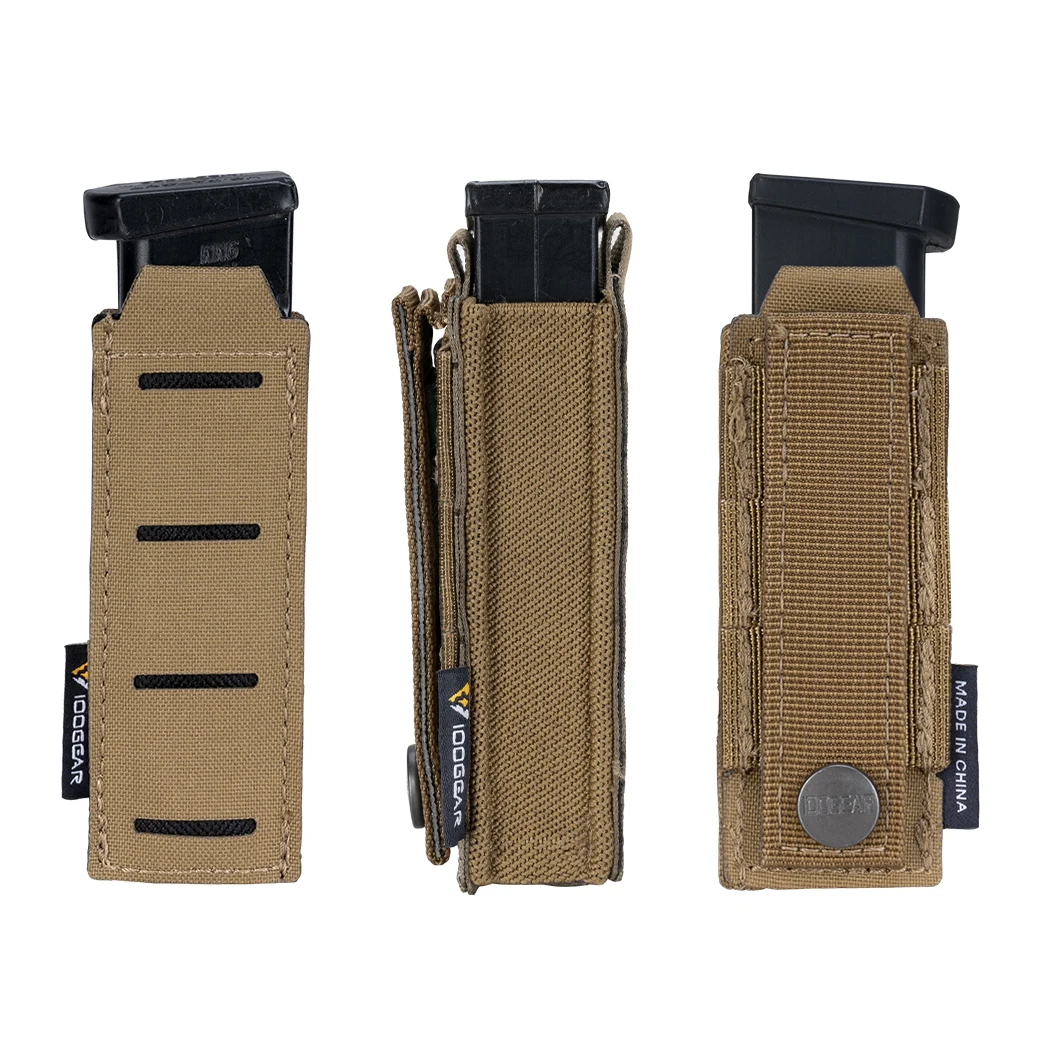 IDOGEAR Tactical LSR  Single Mag Carrier 9mm Mag Pouch MOLLE Pouch Laser Cut Hunting 3568