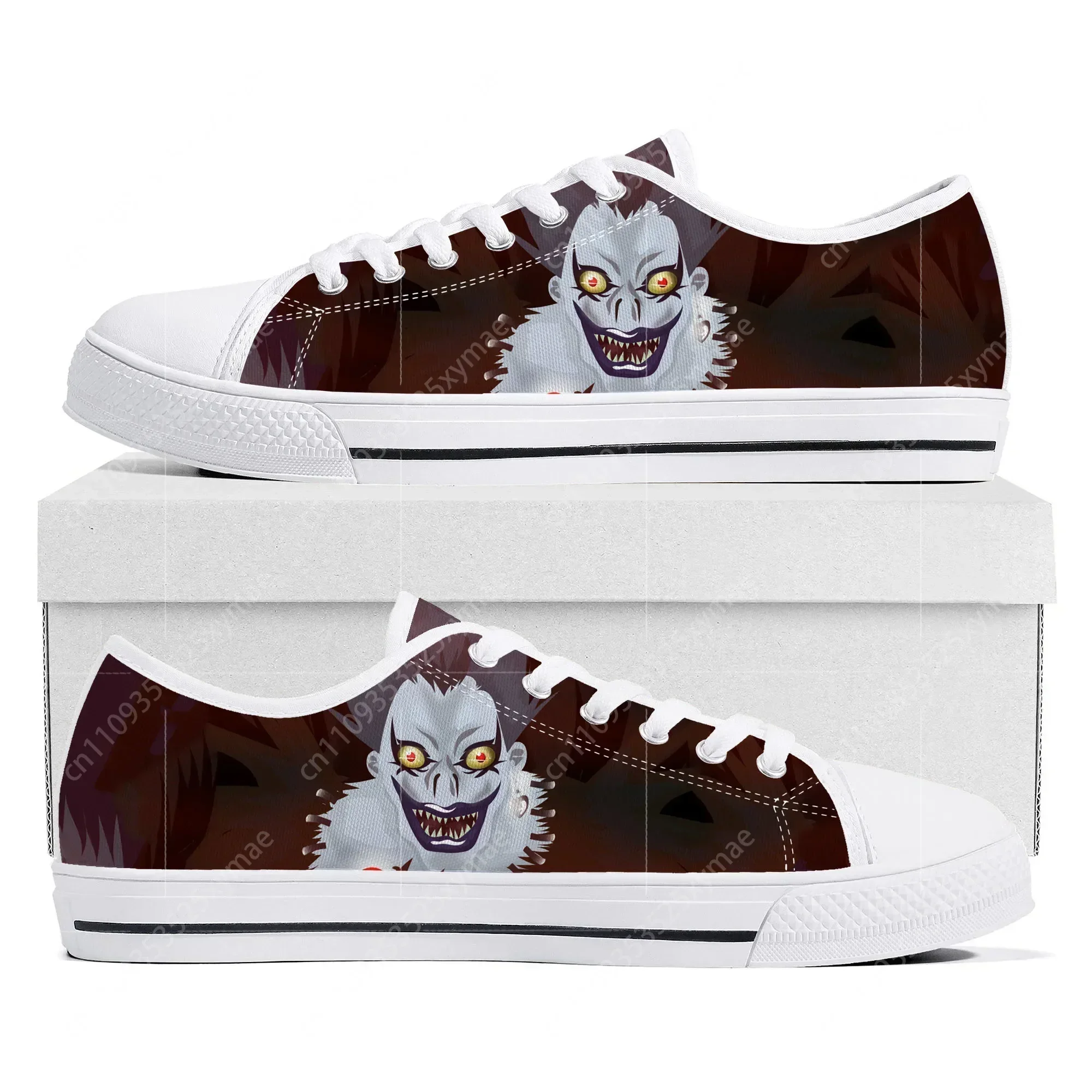 

Кеды унисекс с мультяшным демоном Рюком из «Тетради смерти» на Хэллоуин, низкие, из канваса, для мужчин, женщин и подростков, парные, с возможностью индивидуального дизайна