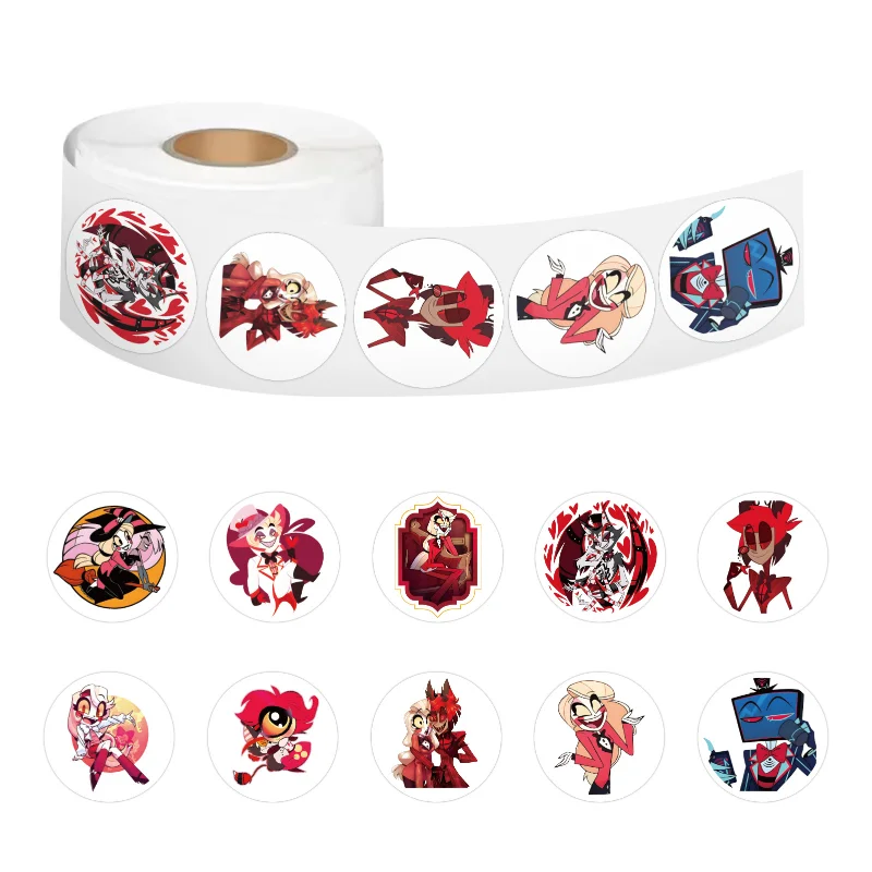 500PCS Alastor Charlie Morningstar Lucifer Anime Peripheral Stickers Tape Roll Notebook DIY Decoration Computer Cup Stickers