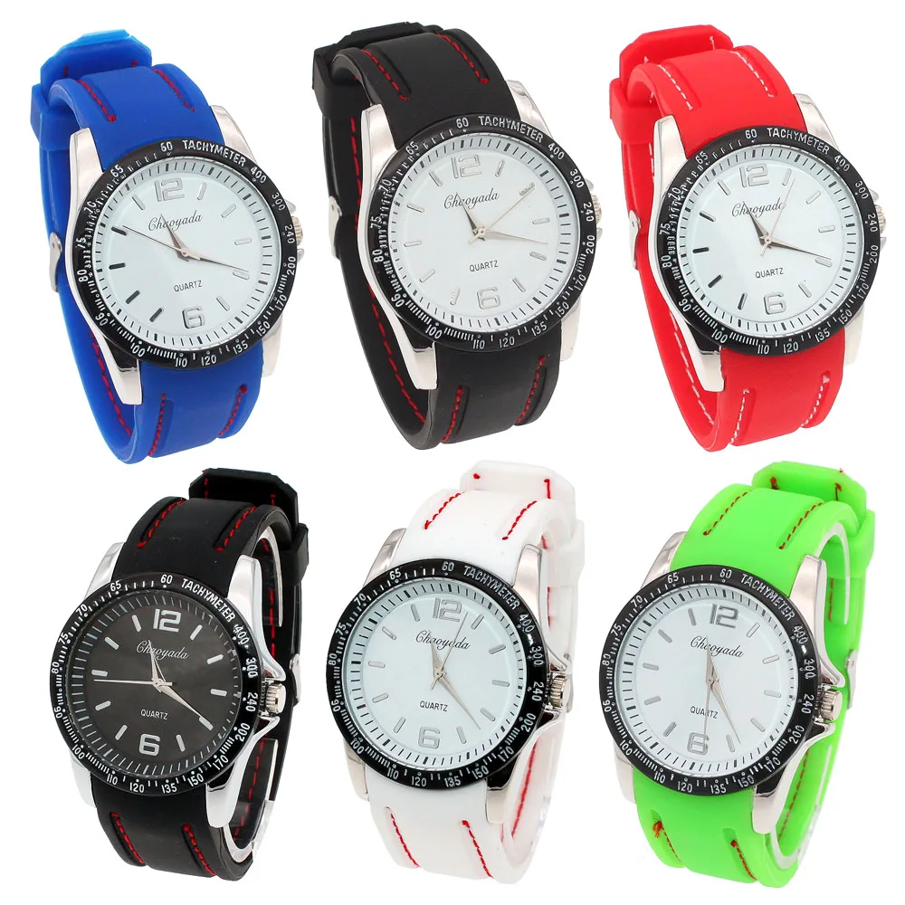 5pcs/Lot, Bulk Mixed Color  Men Women Watch Silicone Strap Boy Watches Sport Quartz Dress Casual Wristwatch C3M5