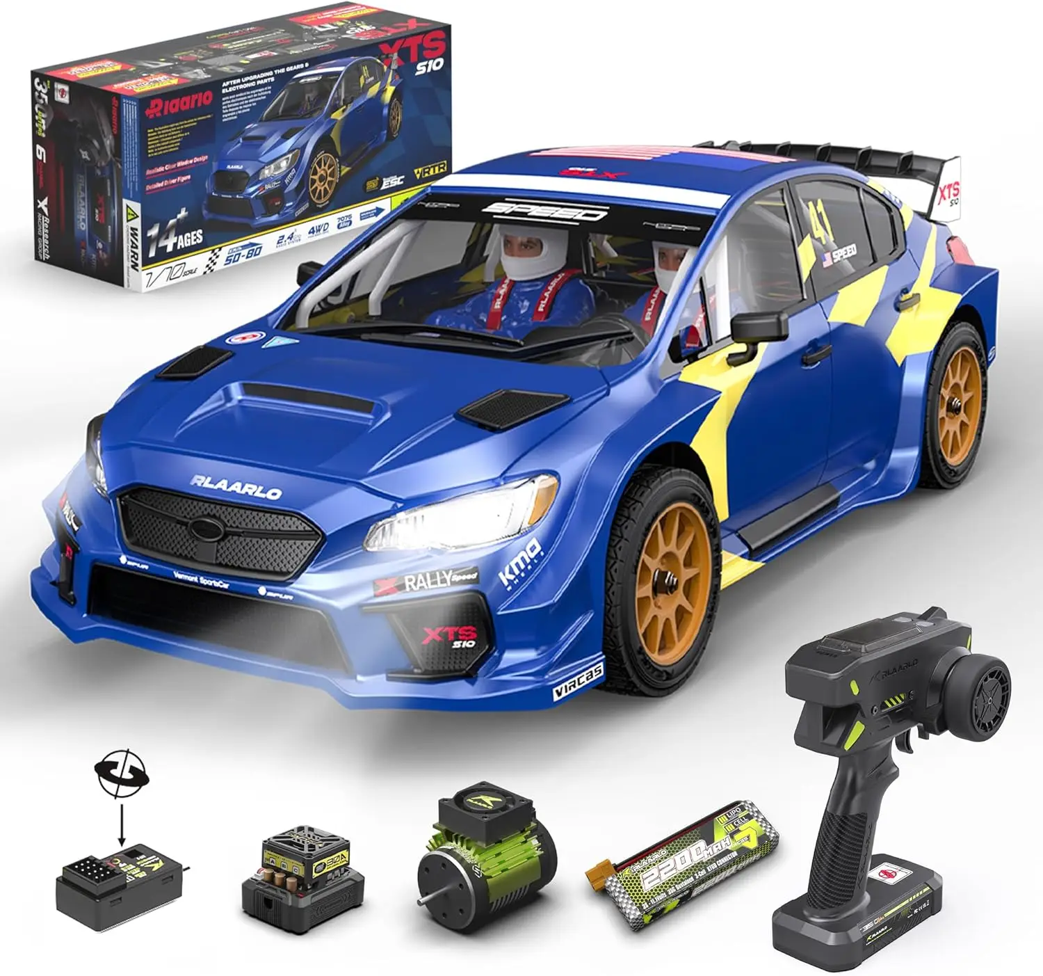 40+ MPH 1/10 Scale 4WD Brushless RC Car RTR for Ages 14+ - 3300KV Brushless Motor, Gyro, Waterproof 80A ESC, 3S LiPo, 11KG High-Torque Servo, 1.2MM PC Body Shell, Metal Chassis