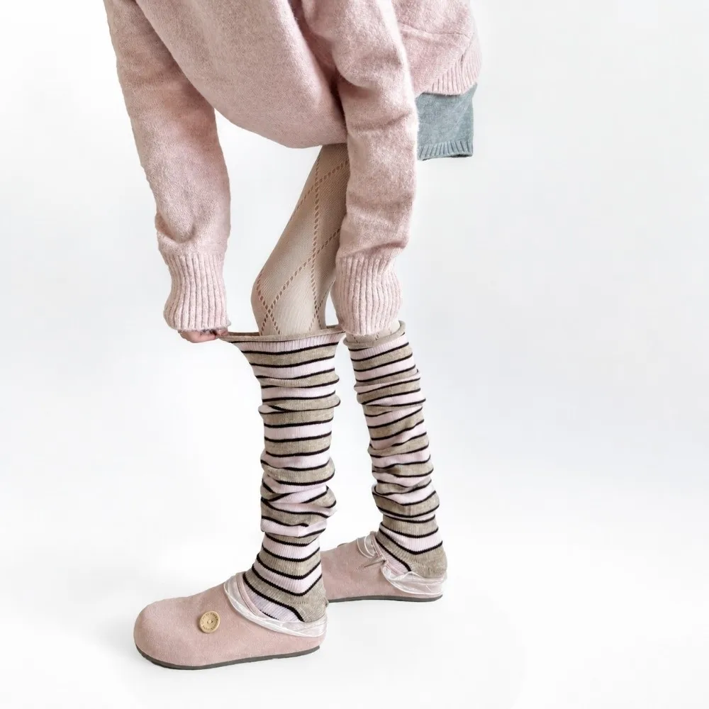 1 Pair Knee High Knee High Leg Warmers Thigh High Striped Thigh High Stockings Knitted Warm Multicolor Stockings Autumn Winter