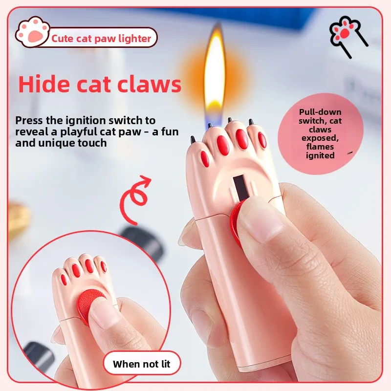 ولاعة جديدة قابلة للنفخ بتصميم مخلب القطط الملون، شعلة توربو، لهب مفتوح، مشعل محمول، هدية للرجال #2