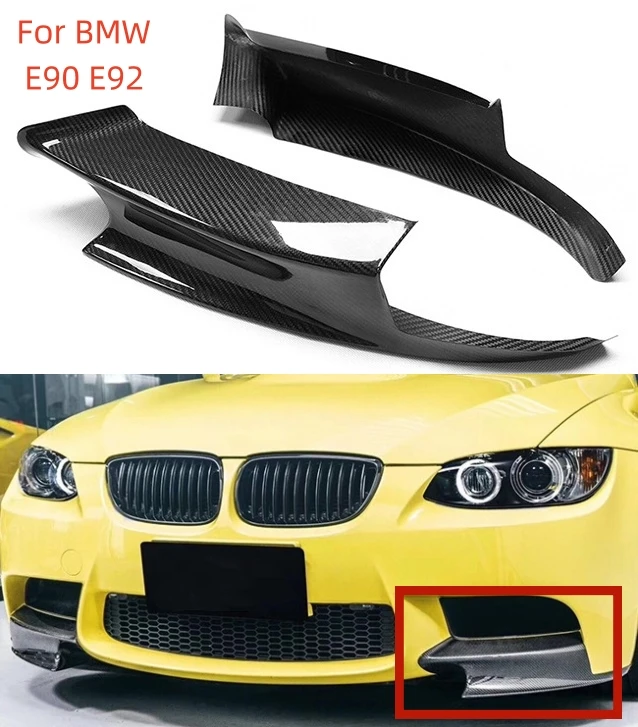 

MRD Front Bumper Splitters Fit for BMW 3 Series E90 E92 2006-2013 Real Carbon Fiber Front Bumper Side Corner Cover Aprons