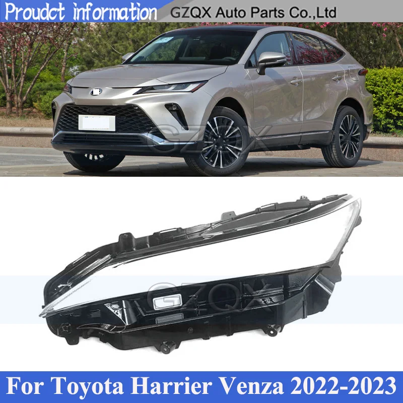 CAPQX For Toyota Harrier Venza 2022-2023 Front Bumper Headlight Cover Shell Shade Head Lamp Glass Head Light Lens