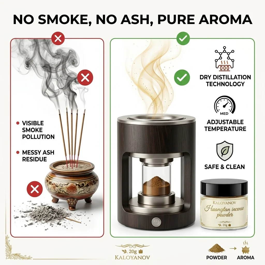 Dry Distillation Electronic Incense Burner Constant Temperature Yellow Sandalwood Powder Oud Bakhoor Aromatherapy Diffuser