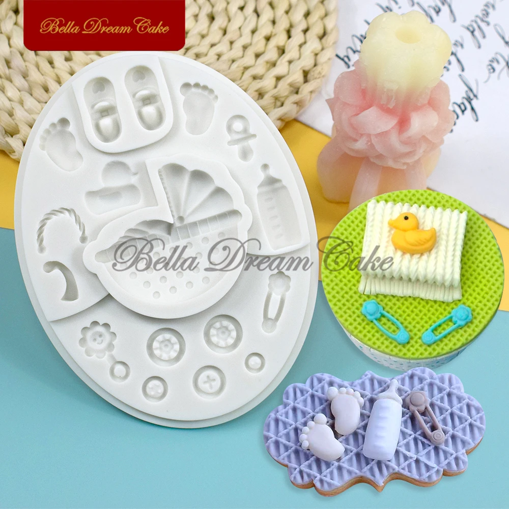 Molde de silicona 3D para carrito de bebé, molde de Fondant para Chocolate, DIY, modelo de resina de arcilla, herramientas de decoración de