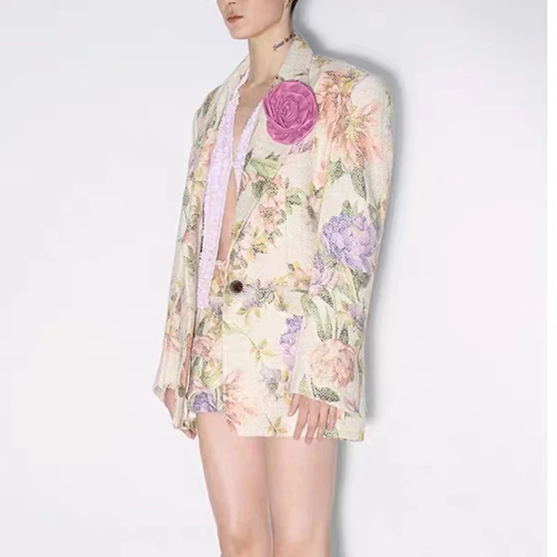 Chaqueta holgada con estampado clásico para mujer, abrigo versátil de manga larga con estampado de plantas y flores, novedad de otoño e invierno, 2023