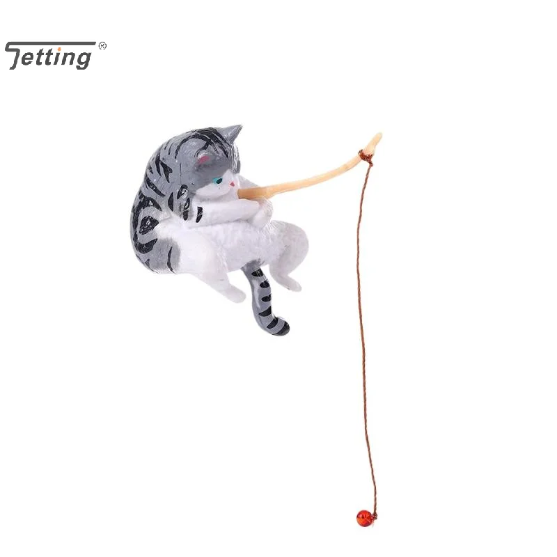 1Pcs Fishing Cat Hanging Fish Tank Decor Miniature Figurines Creative Landscape Decoration Mini Aquarium Fish Tanks Ornaments
