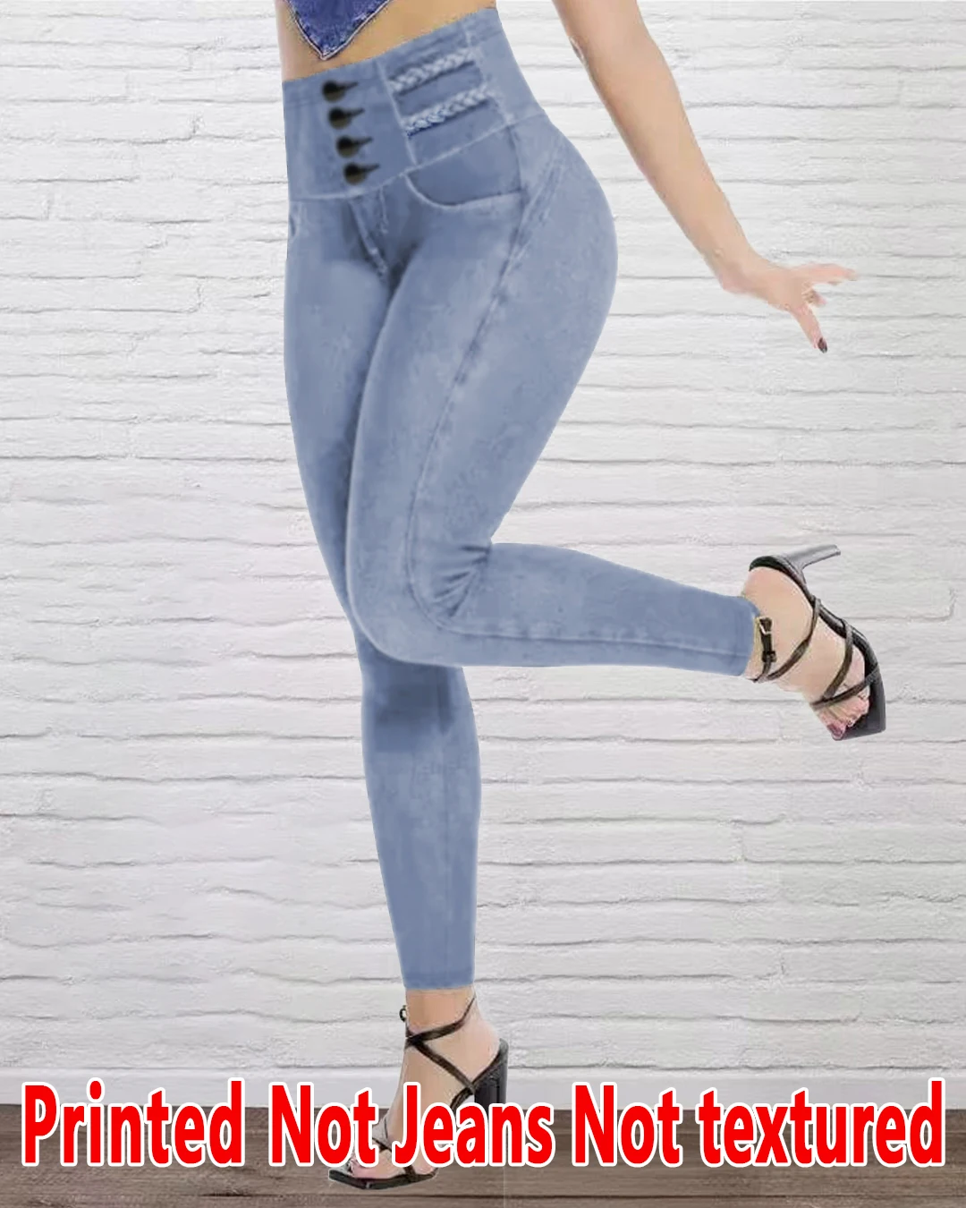 

8148 [Printed Leggings - Not Faux Denim Fabric]Printed Leggings for Women - Not Made of Faux Denim Fabric,