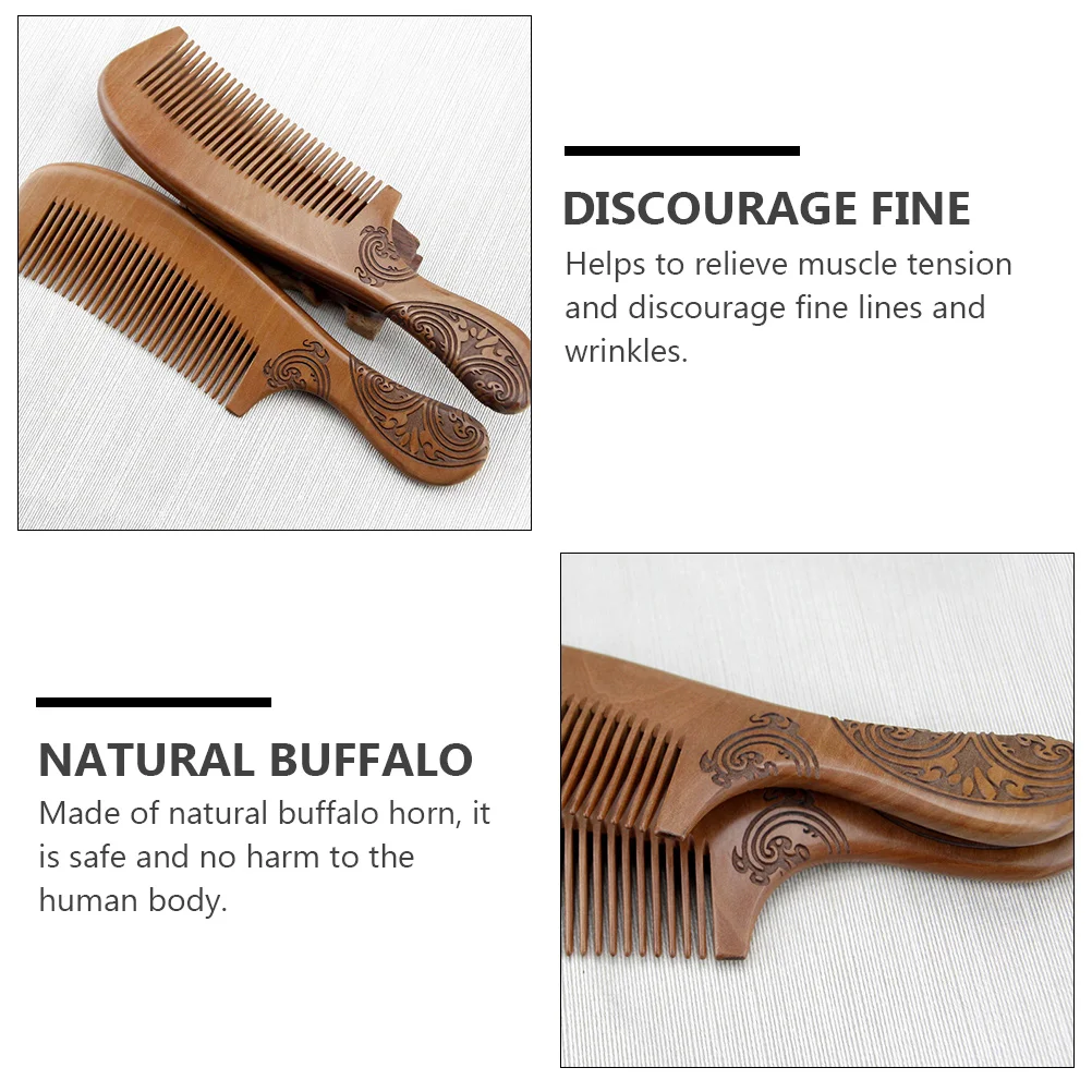 

1Pcs Handle Peach Wood Comb Double-Sided Carved Wooden Hair Comb for Women Portable Small Vintage Design Anti-Static Massage