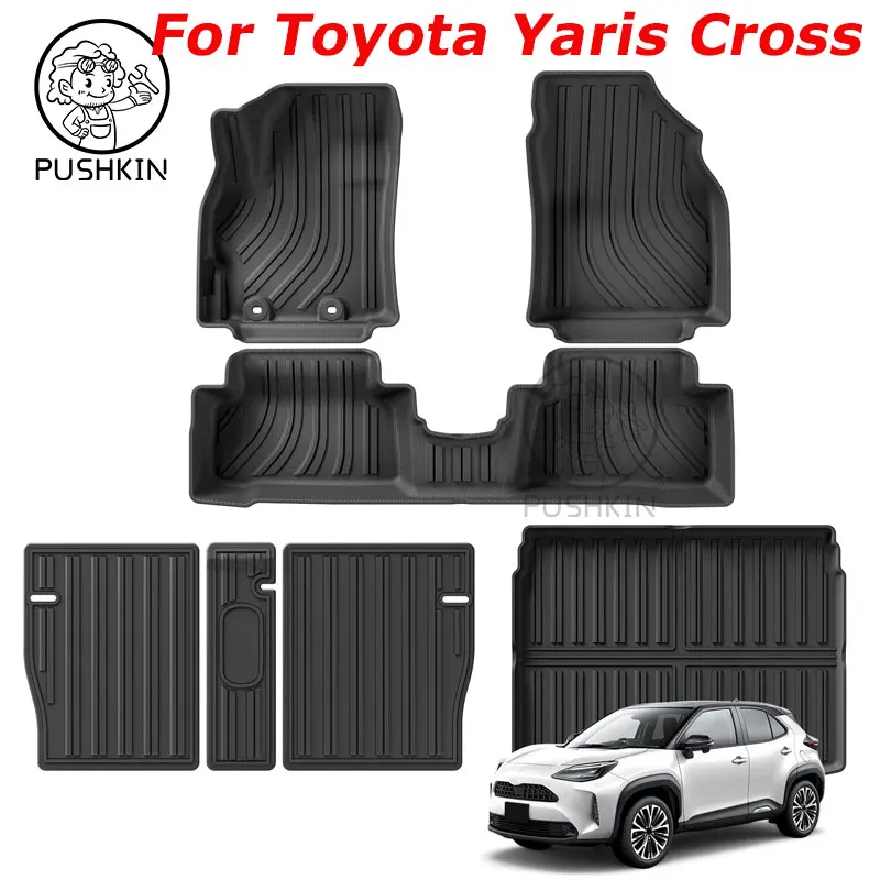 For Toyota Yaris Cross 2022 2023 2024 Car Floor Mats Trunk Pad TPE 3D Foot Mat Black Left Hand Drive