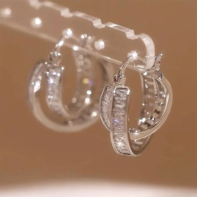 New Lady's Dynamic New Ear Buckle Women's Double Loop Design with Personalized Xiaohongshu and Internet Red Style Jewelry