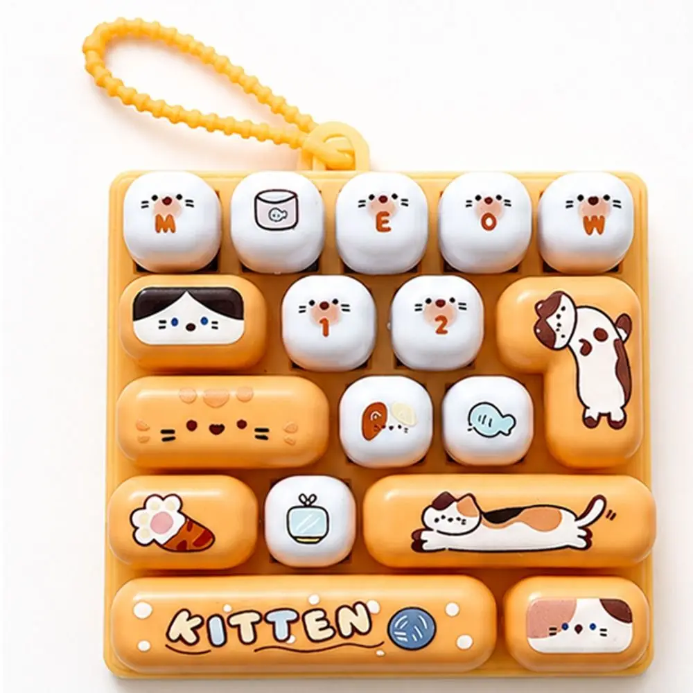 Cartoon 17 Keys Keyboard Keychain Pressable Keys Animals Fingertip Button Keyring Clicker Sound Creative Sensory Clicker
