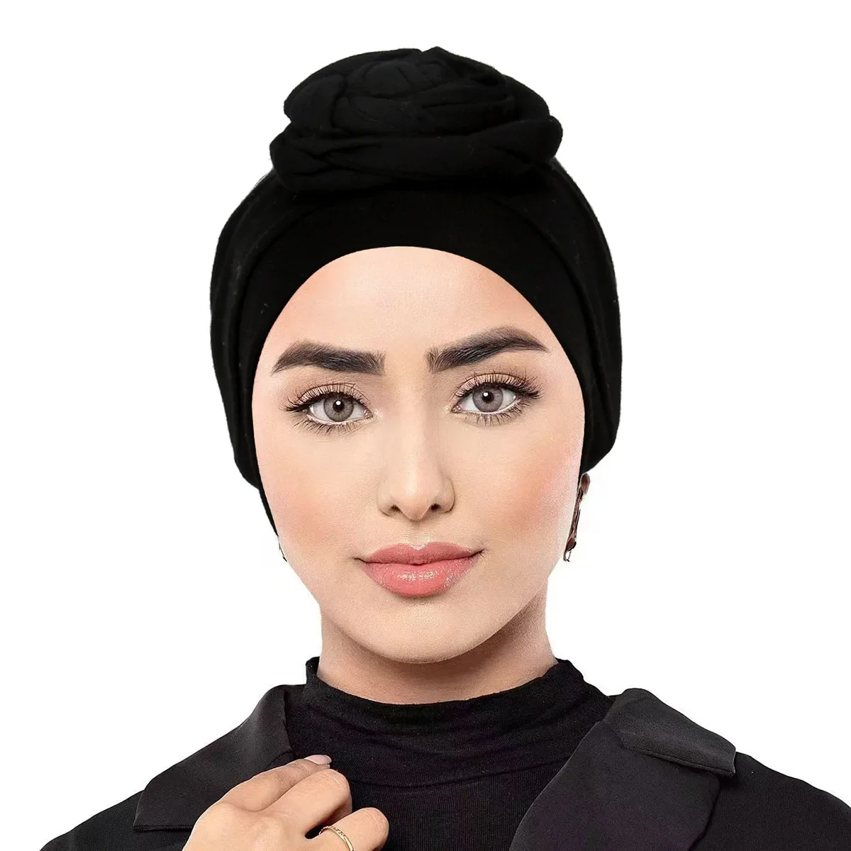 

Knotted Turban Women Muslim Inner Hijab Hat Bonnet Beanies Hair Loss Headscarf Chemo Cap Cover Bandanas Headband Turbante Mujer
