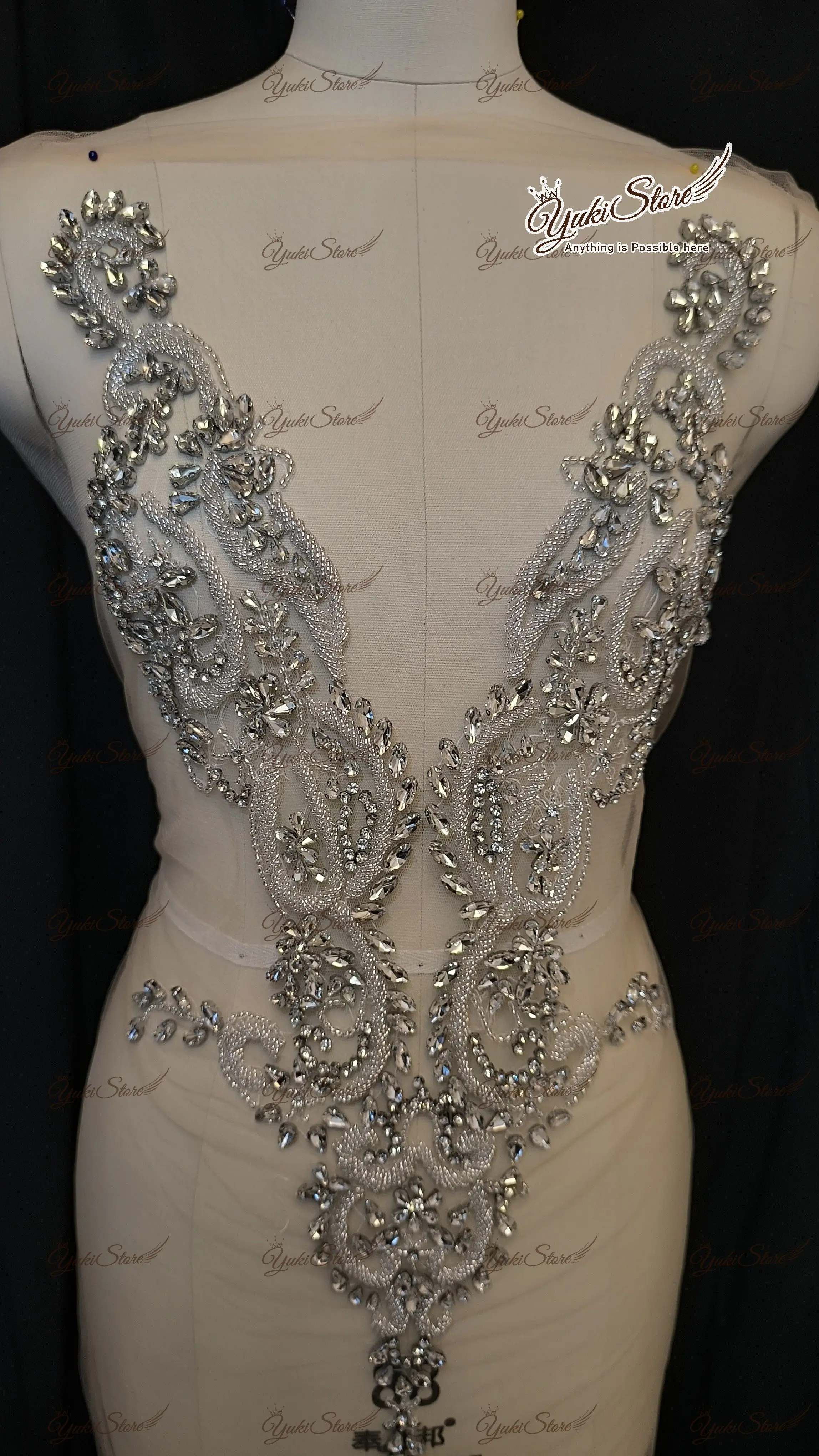 Silber handgemachte bling bling Party Abschluss ball Frauen Kleid verziert Kristall Panel Mieder und V-Form Strass Applikationen jy079