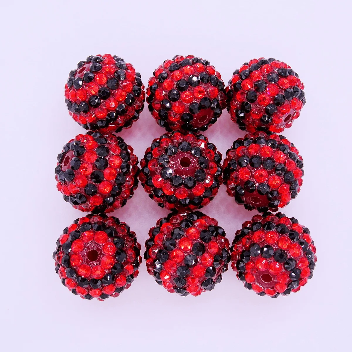 Christmas Red+Black Alternate 20MM Chunky Resin Rhinestone Bead DIY Handmade Loose Beads Accessories For Nacklace Making 50PCS